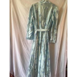 Vintage Tom Bezduda Barad & Co Robe Arnel And Nylon Fabric M Blue Floral